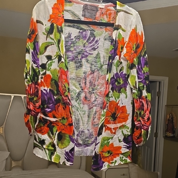 Anthropologie Vibrant Floral Open-Front Cardigan - Picture 1 of 13